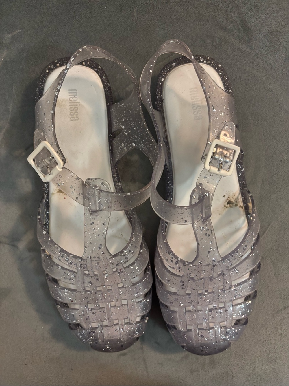 Melissa Women’s Glitter Jelly Sandals — Clear Silver